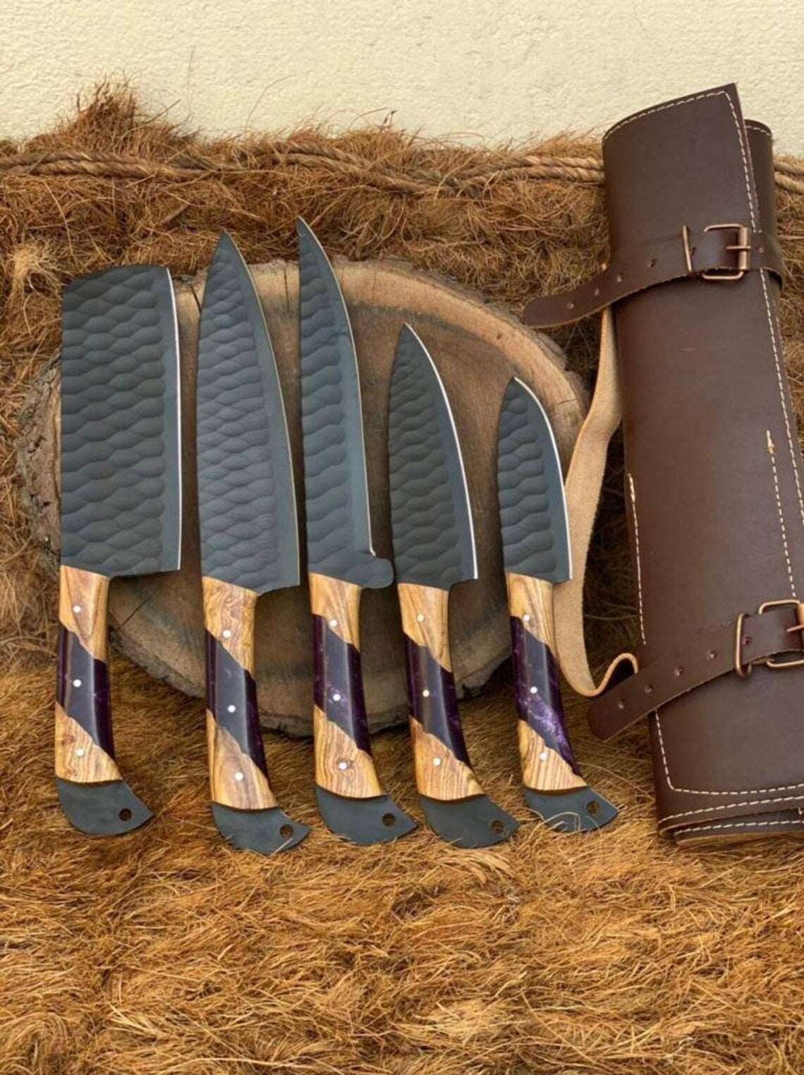 Beautiful Custom Handmade Damascus BBQ/kitchen knives - Troy Blades