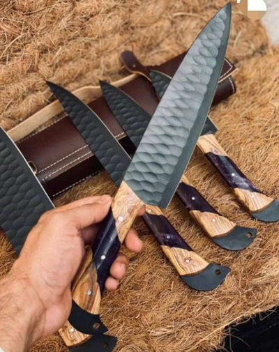 Beautiful Custom Handmade Damascus BBQ/kitchen knives - Troy Blades