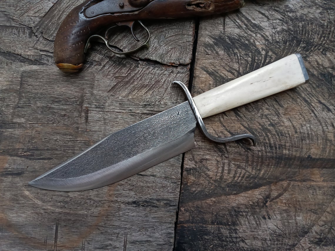 gaucho forged custom knife classic rangers bowie  frontier civil war cowboy carbon steel handmade rustic hunter edc rangers - Troy Blades