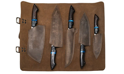 The Dahlia | 5-Piece Chef Knife Set + Leather Roll All Variations - Troy Blades