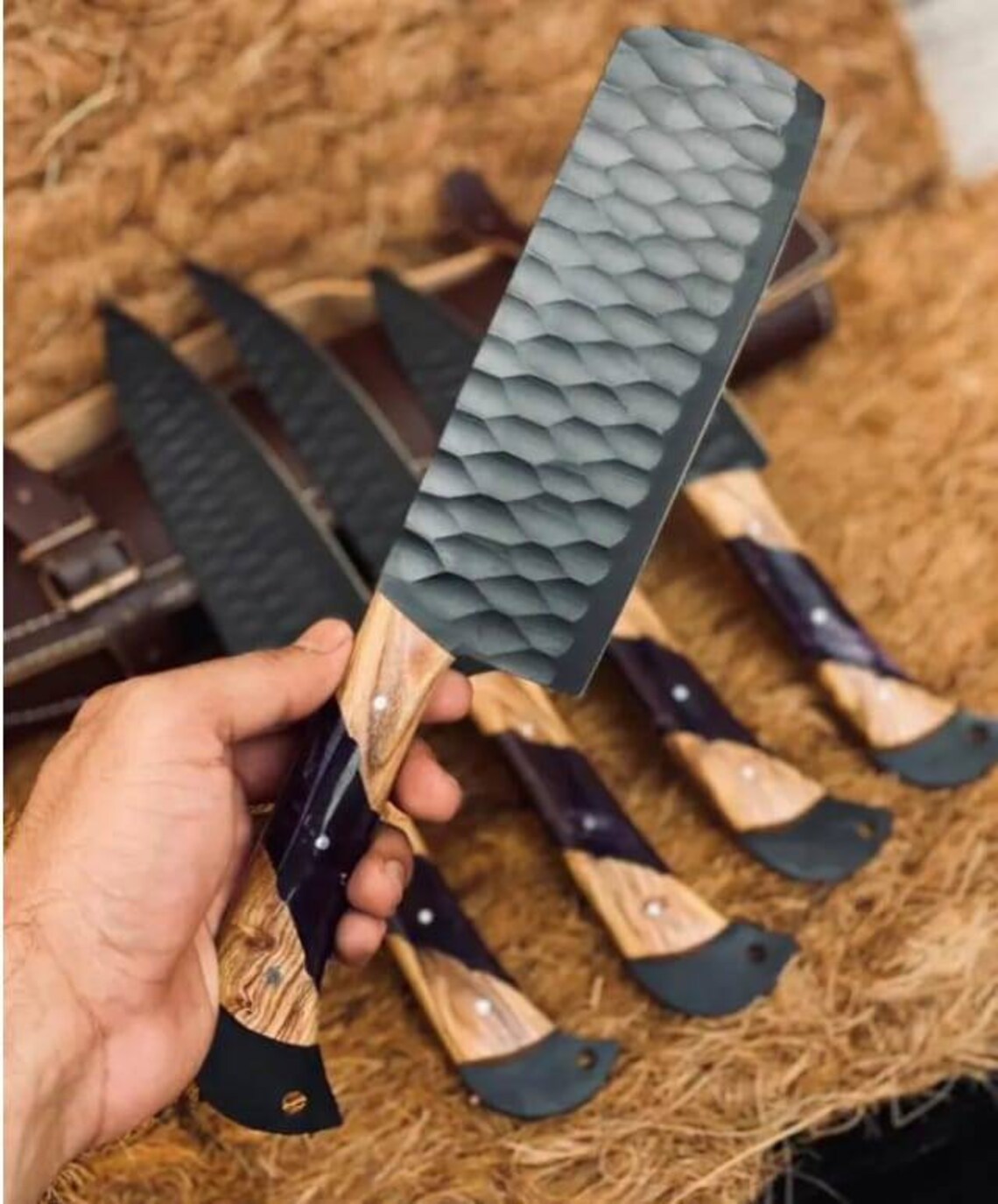 Beautiful Custom Handmade Damascus BBQ/kitchen knives - Troy Blades