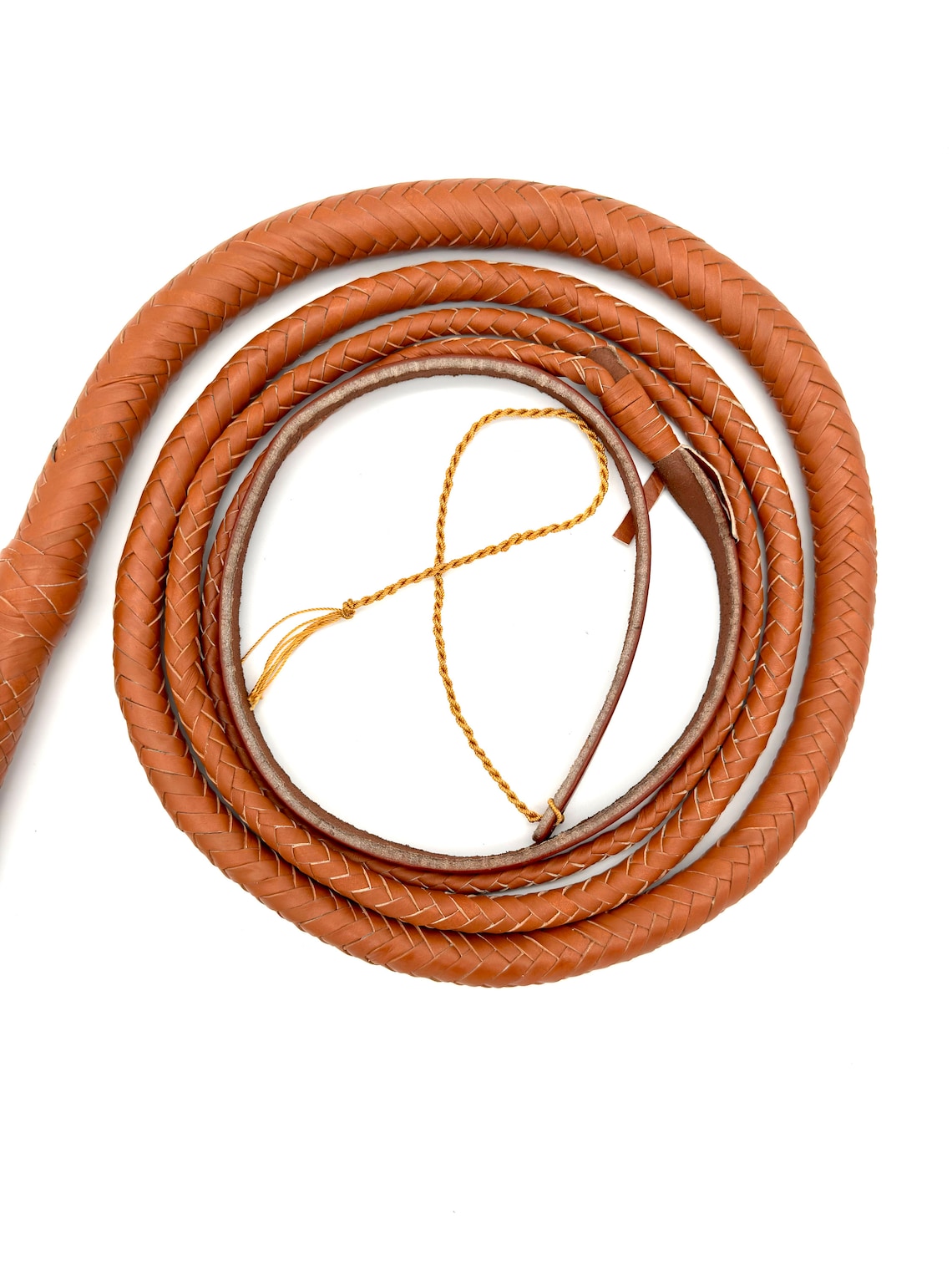 Handmade Tan Color Kangaroo Leather Indiana Jones-style Whip - Troy Blades