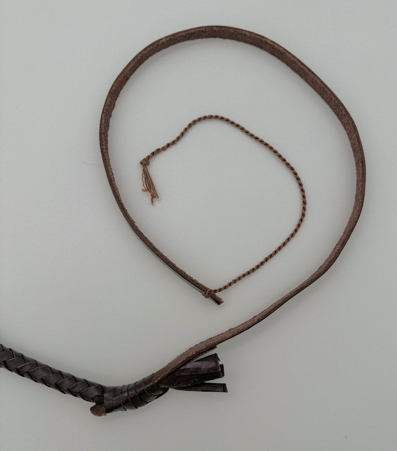 Handmade Dark Brown Kangaroo Leather Indiana Jones-style Whip - Troy Blades
