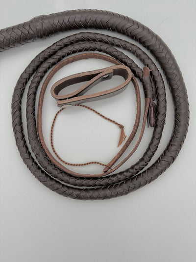 Handmade Dark Brown Kangaroo Leather Indiana Jones-style Whip - Troy Blades