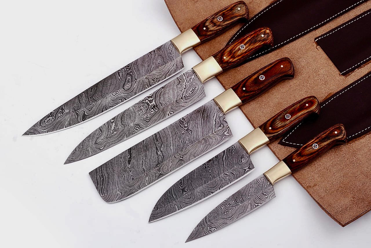 Beautiful Custom Handmade Damascus BBQ/kitchen knives - Troy Blades