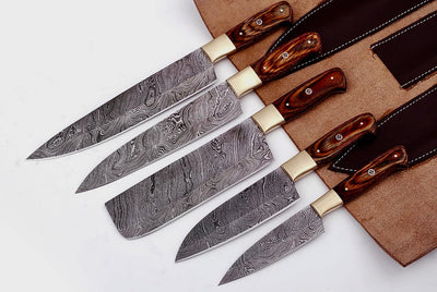 Beautiful Custom Handmade Damascus BBQ/kitchen knives - Troy Blades