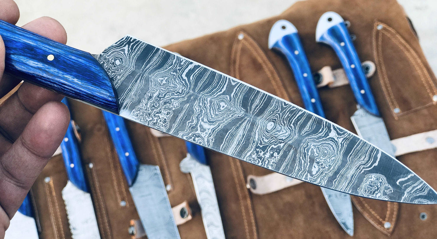 Beautiful Custom Handmade Damascus BBQ/kitchen knives - Troy Blades