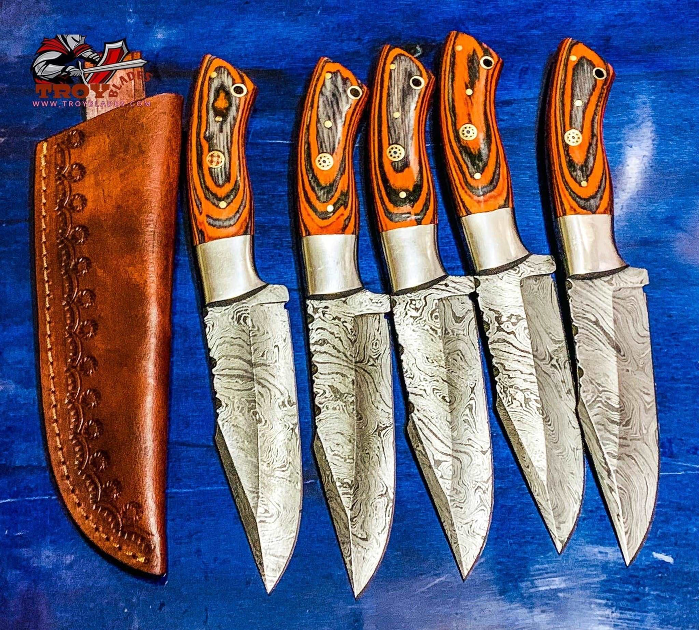Custom Handmade Damascus Gut Hook Skinning Hunting knives Deal - Troy Blades