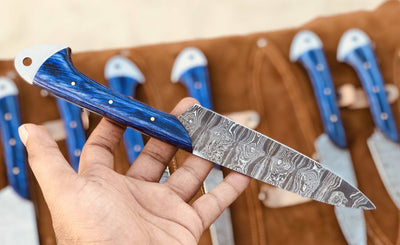 Beautiful Custom Handmade Damascus BBQ/kitchen knives - Troy Blades