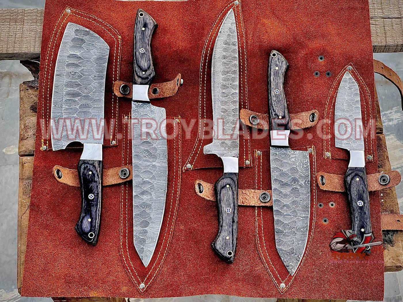 Beautiful Custom Handmade Damascus Kitchen/BBq knives sets - Troy Blades