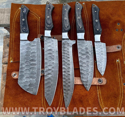Black Friday Sale Beautiful Custom hand made forged Damascus steel kitchen knives sets 78 - Troy Blades