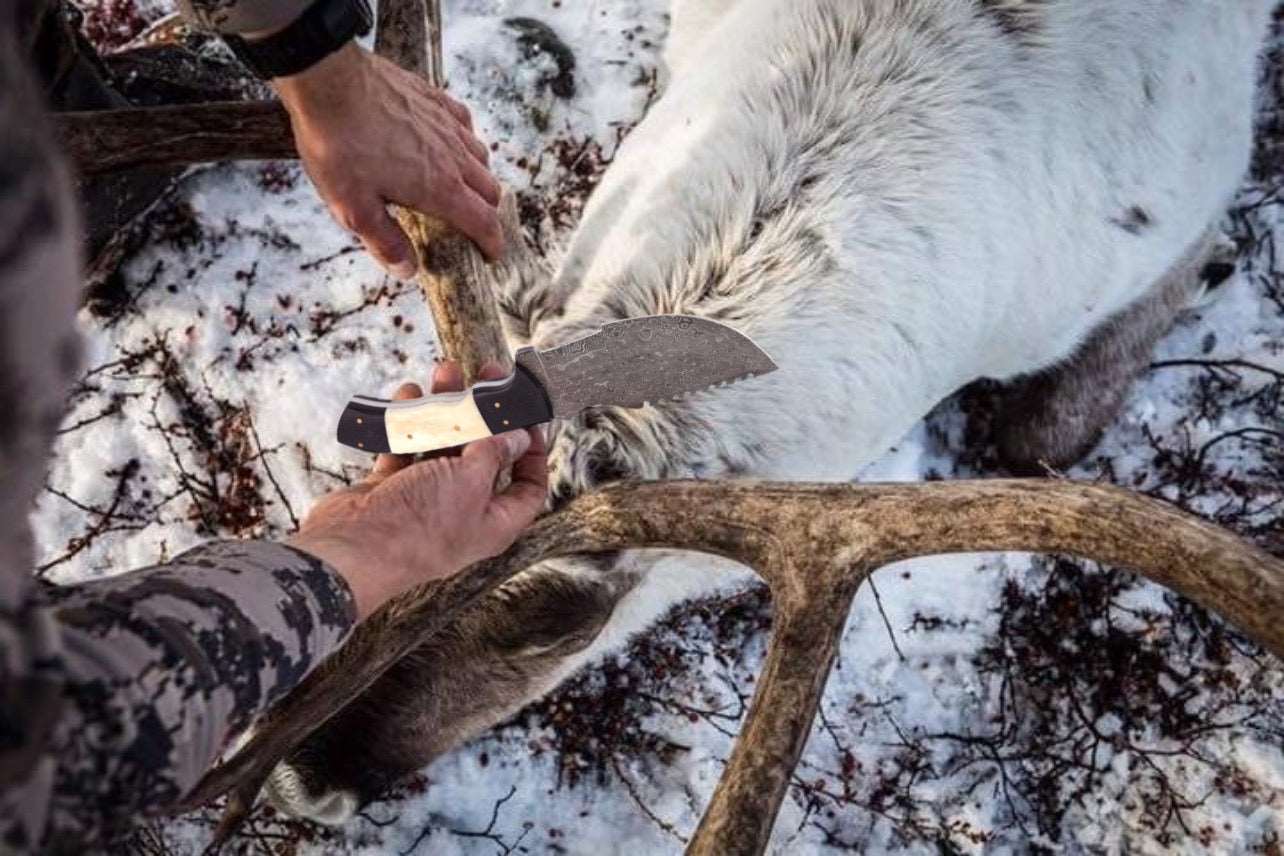 Beautiful Custom handmade Damascus Tracker knife - Troy Blades