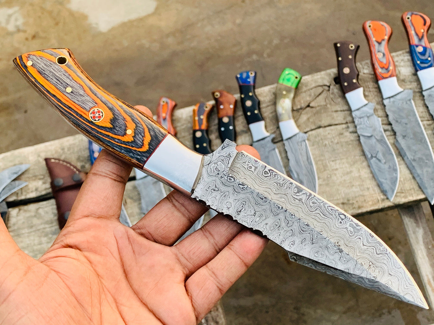 Pick your knife in Variation, Beautiful custom handmade Damascus Hunting knives - Troy Blades