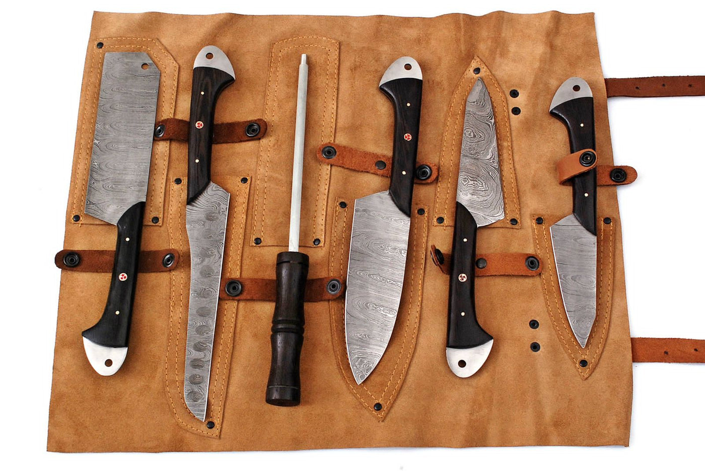 Beautiful Custom Handmade Damascus BBQ/kitchen knives set - Troy Blades