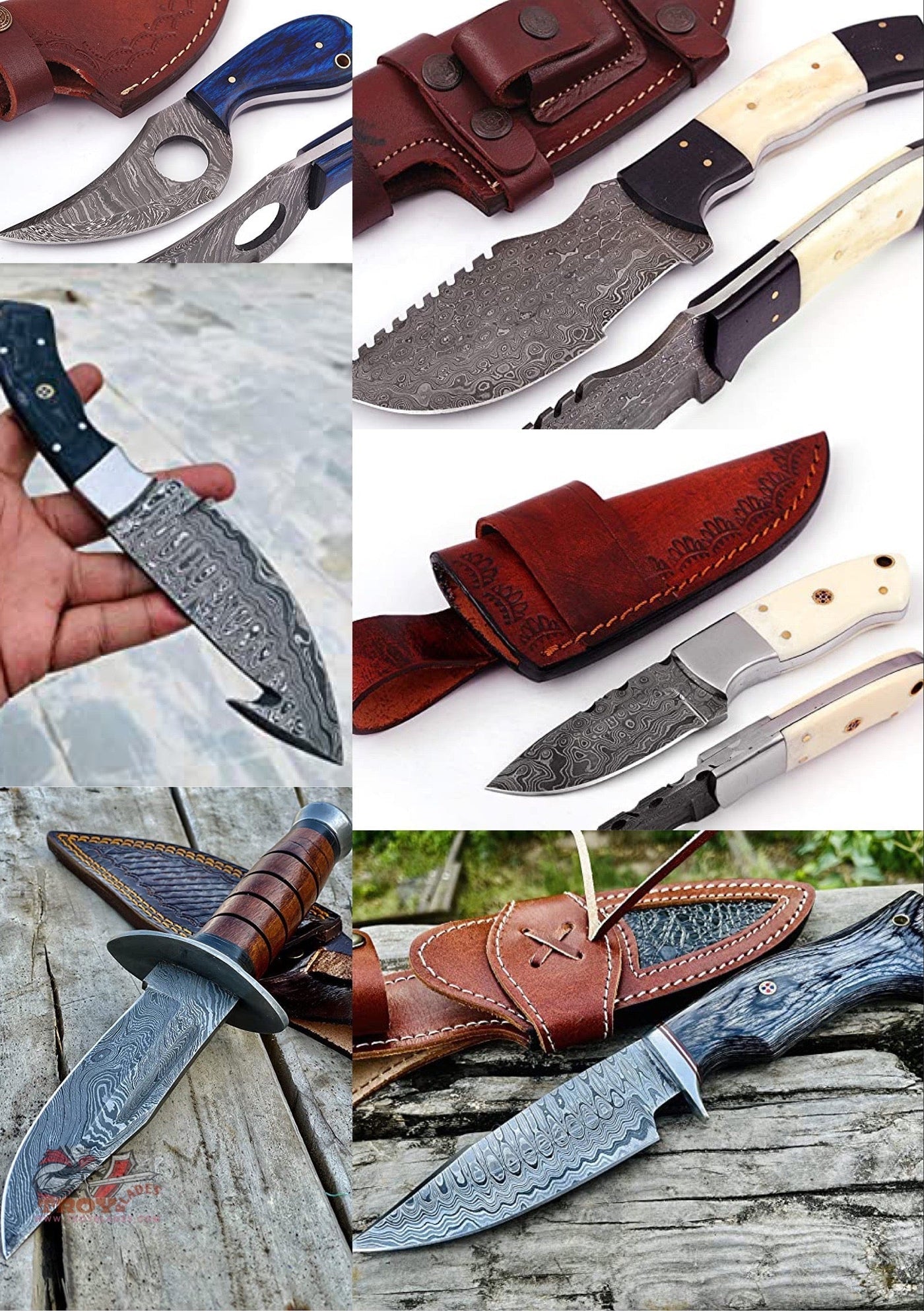 Custom Handmade Damascus Hunting,Skinning snd Bushcrats knife bulk deals - Troy Blades