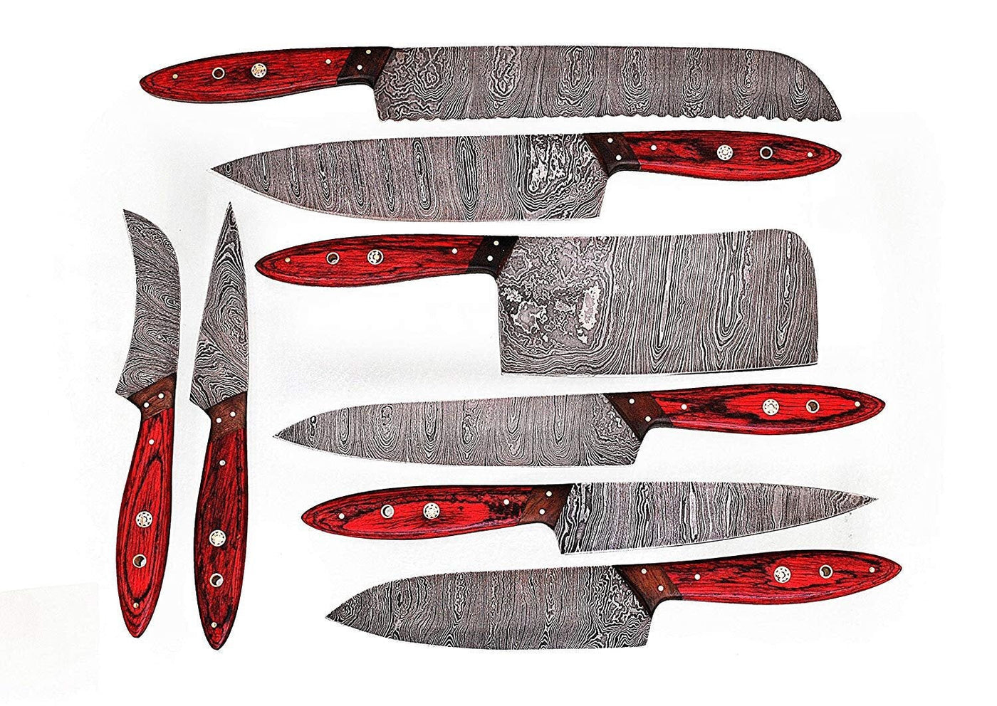 Beautiful Custom Handmade Damascus kitchen knives - Troy Blades