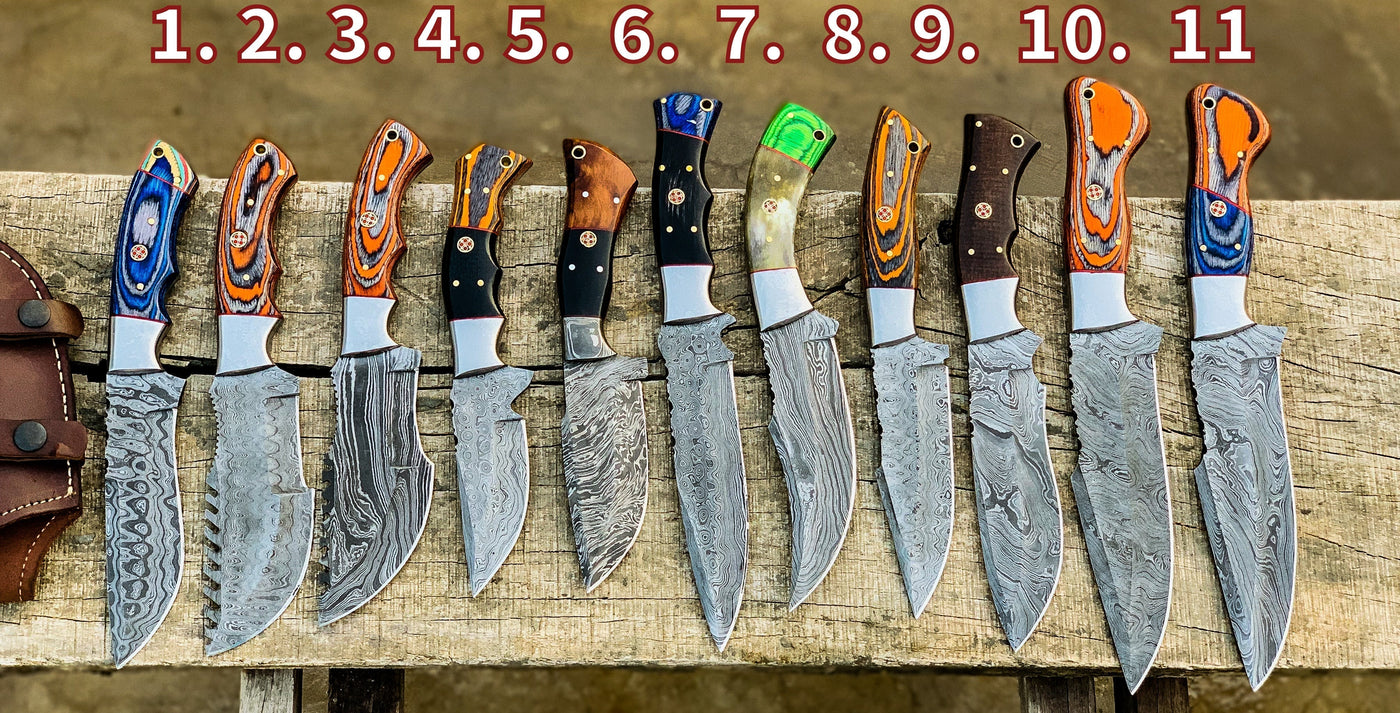 Pick your knife in Variation, Beautiful custom handmade Damascus Hunting knives - Troy Blades