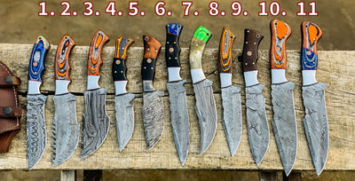 Pick your knife in Variation, Beautiful custom handmade Damascus Hunting knives - Troy Blades