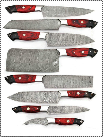 DAMASCUS BLADE HAND MADE KITCHEN/CHEF KNIFE 08 PC'S SET - Troy Blades