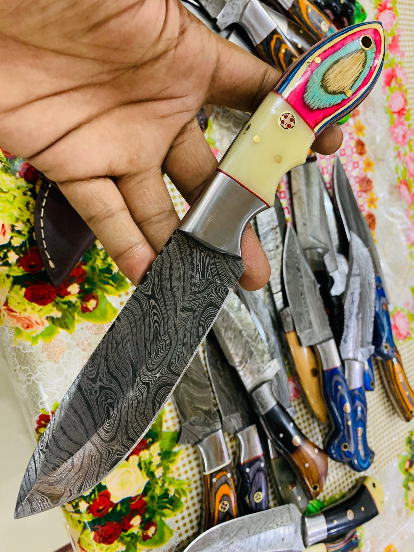 Deal of two custom Handmade Damascus hunting knives - Troy Blades