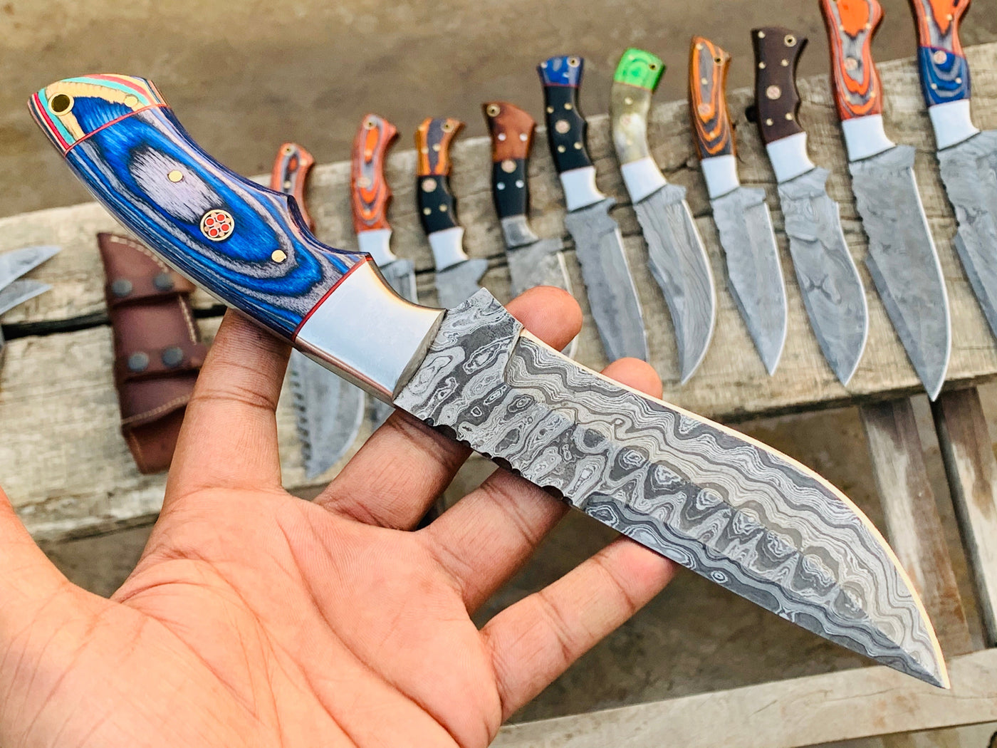 Pick your knife in Variation, Beautiful custom handmade Damascus Hunting knives - Troy Blades