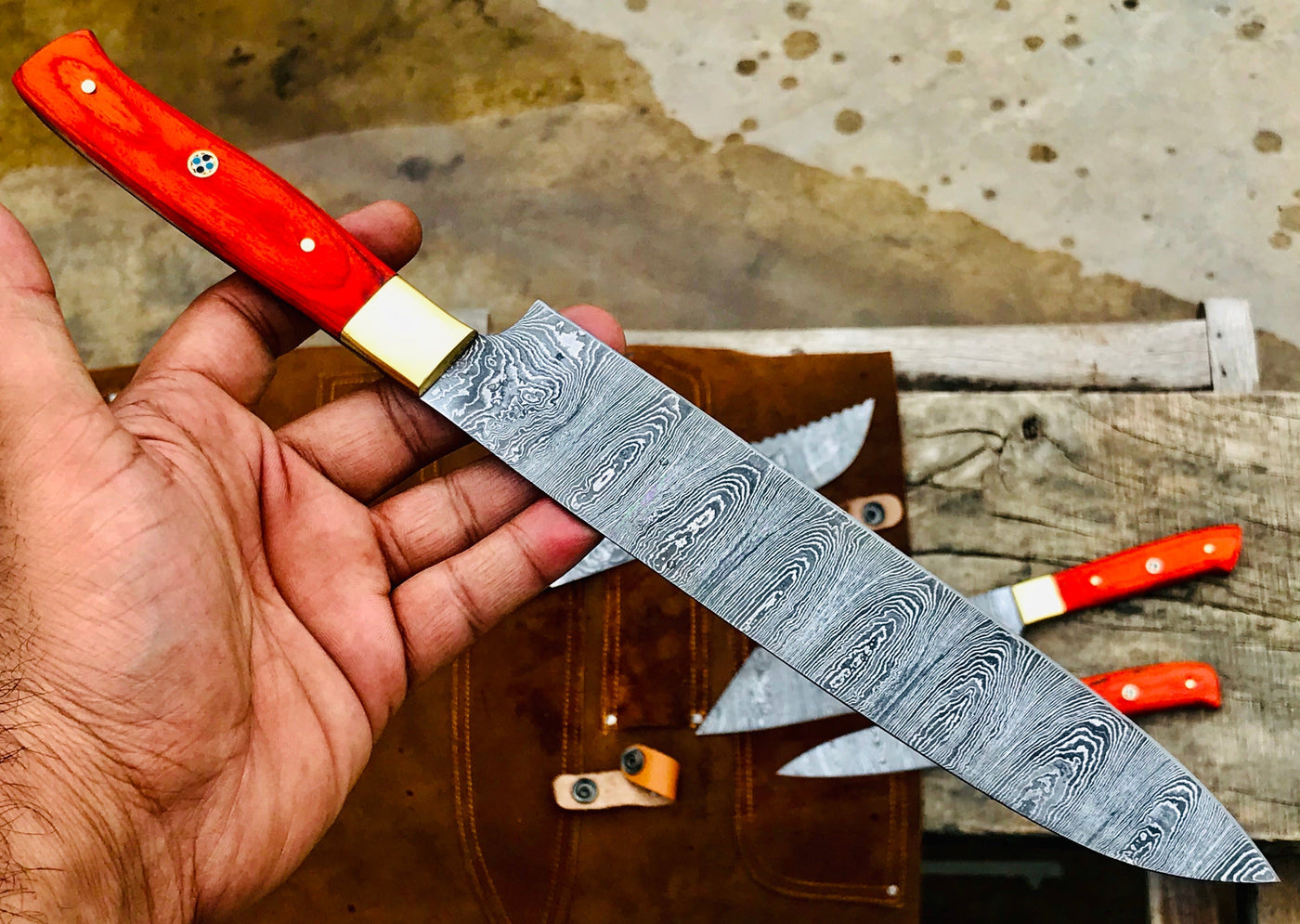 Custom Handmade Damascus Kitchen/BBQ Set S006 - Troy Blades