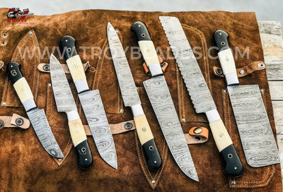 DAMASCUS BLADE HAND MADE KITCHEN/CHEF KNIFE 07 PC'S SET - Troy Blades