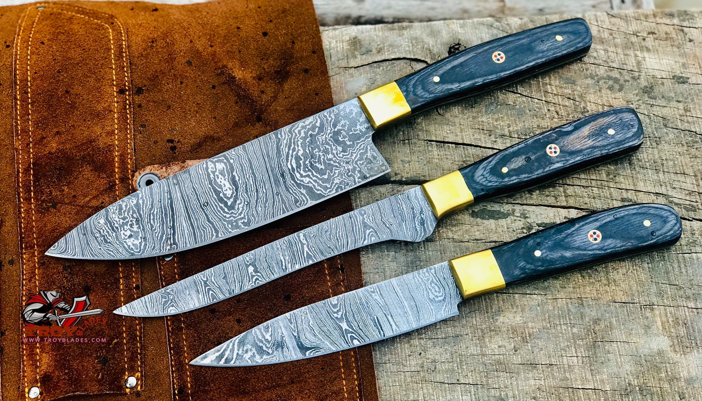 Custom Handmade Damascus Kitchen/BBQ Set S005 - Troy Blades