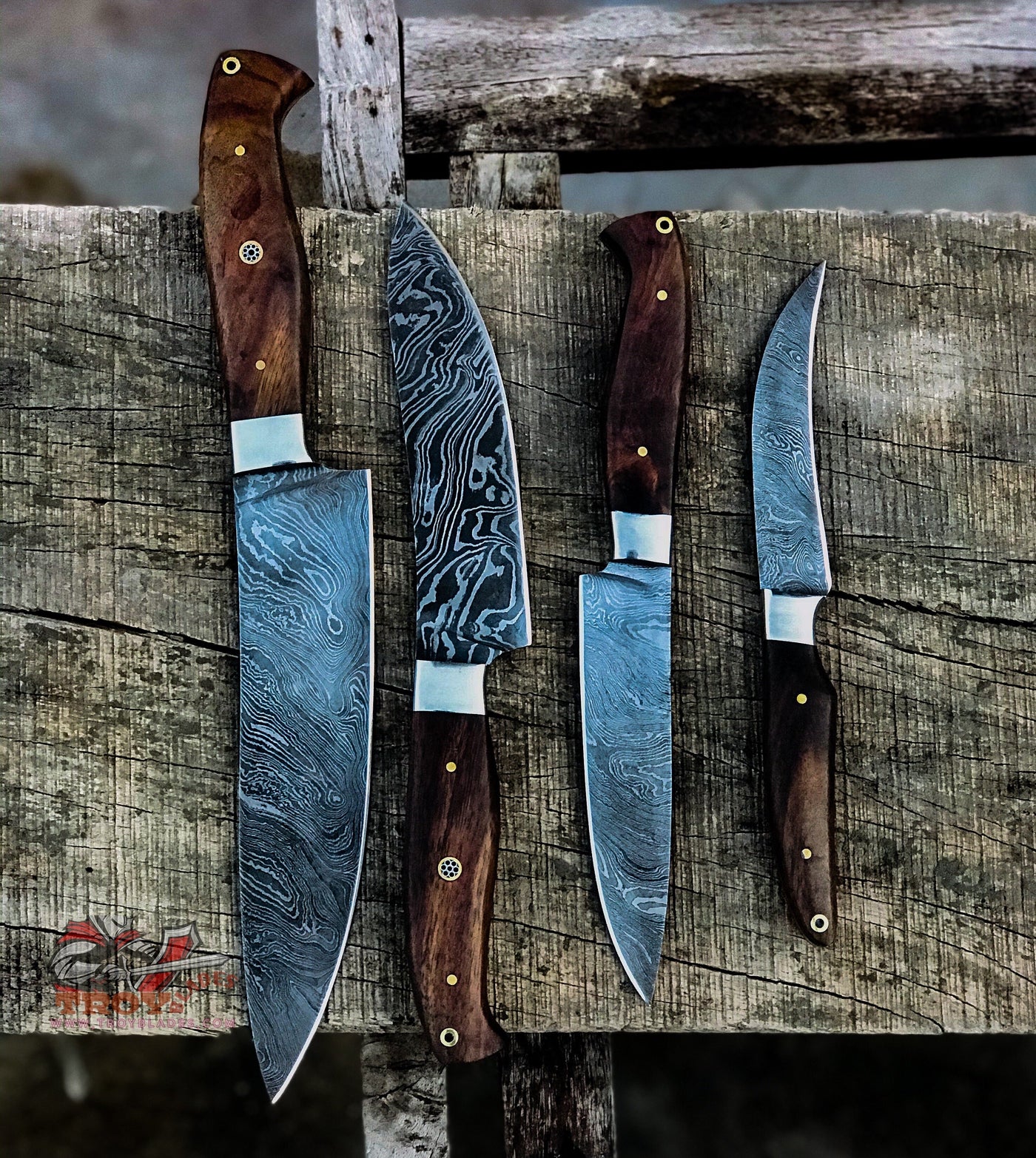 Beautiful Custom Handmade Damascus BBQ/kitchen knives - Troy Blades