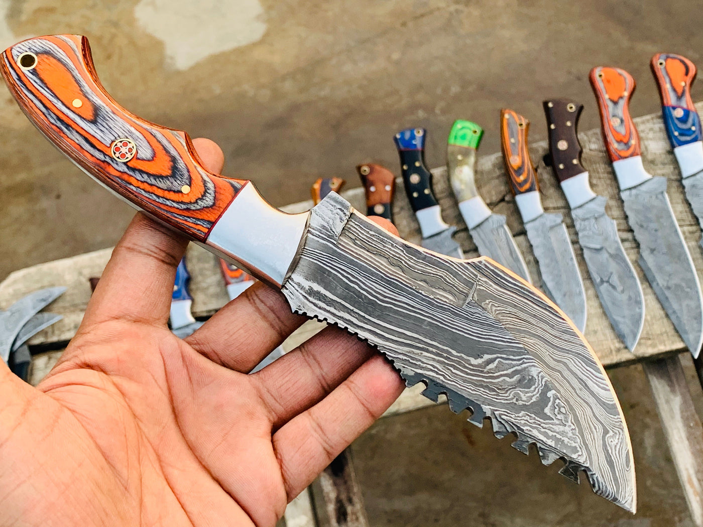 Pick your knife in Variation, Beautiful custom handmade Damascus Hunting knives - Troy Blades