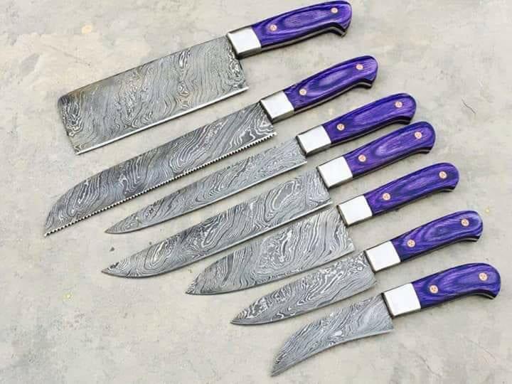 Custom Handmade Damascus Chef/Kitchen knives set - Troy Blades