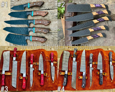 Custom Handmade BBq/Kitchen Chef Knife sets - Troy Blades