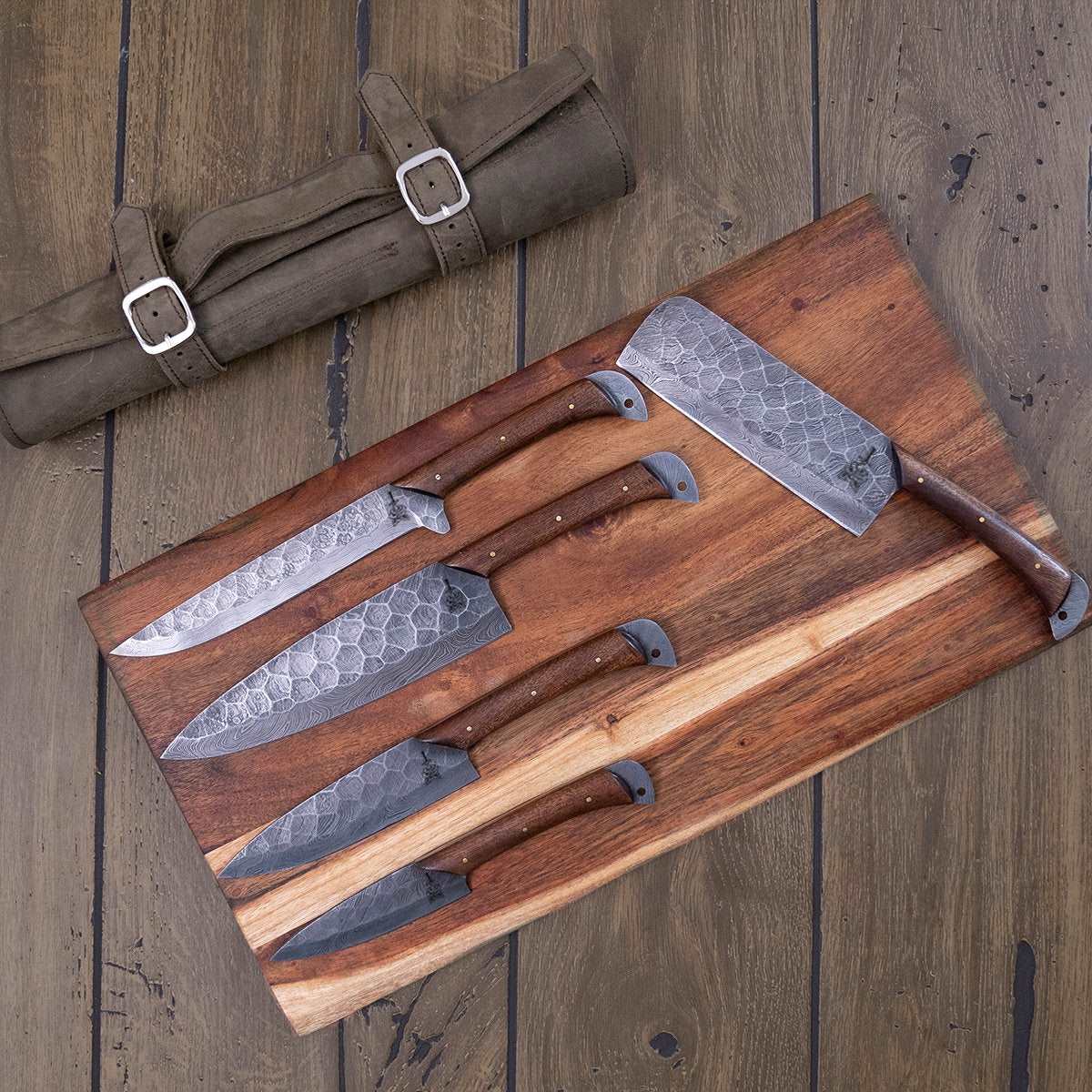Beautiful Custom Handmade Damascus ForgedSteel BBq/Kitchen sets Deal - Troy Blades