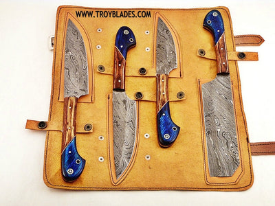 Custom Handmade Damascus steel kitchen/BBQ knives set - Troy Blades
