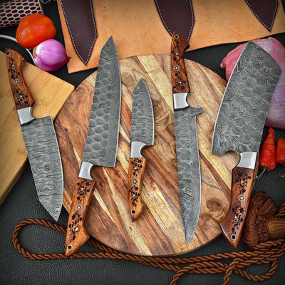 Beautiful Custom Handmade Damascus kitchen knives - Troy Blades
