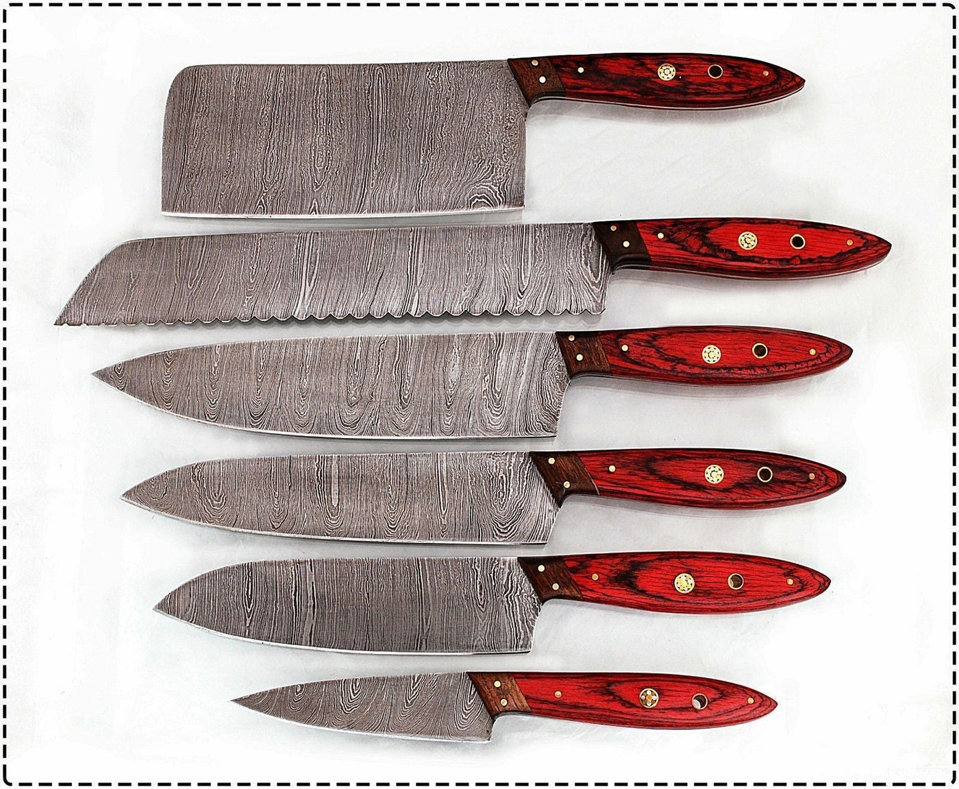 Beautiful Custom Handmade Damascus kitchen knives - Troy Blades