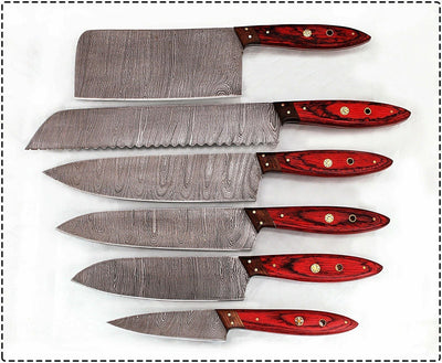 Beautiful Custom Handmade Damascus kitchen knives - Troy Blades