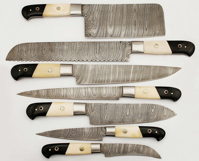 DAMASCUS BLADE HAND MADE KITCHEN/CHEF KNIFE 07 PC'S SET - Troy Blades