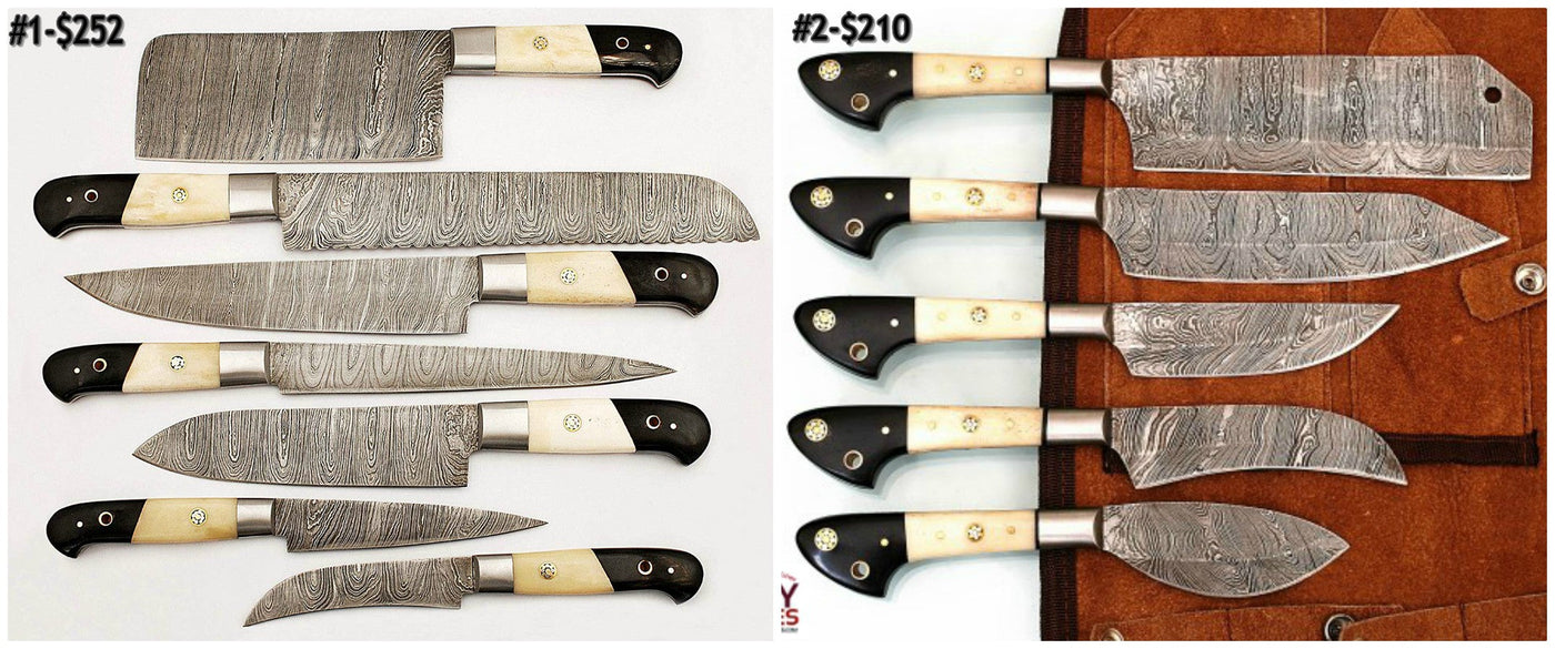 Custom Handmade Damascus outdoor/BBQ knives set - Troy Blades